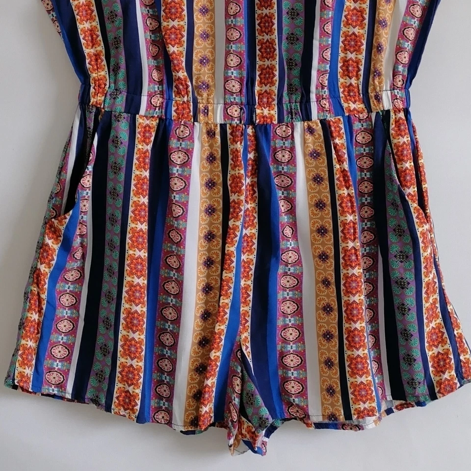 BeBop 女式多色条纹印花挂脖 Y2K 学院风连身裤 XXL 码 — 第 4/4 张图片