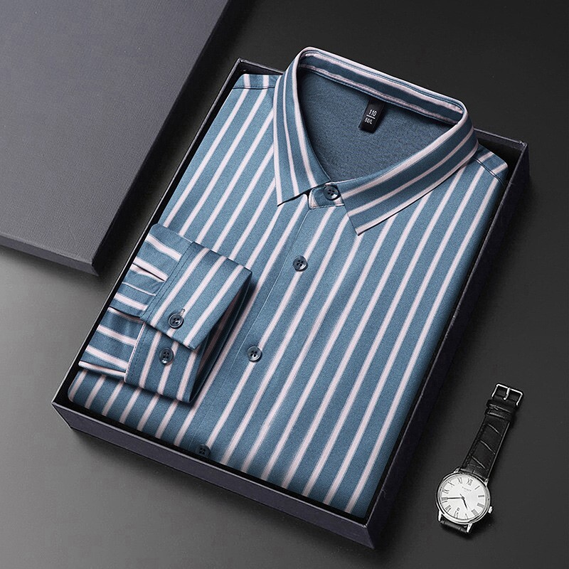 Camicie Uomo Bottoni Manica Lunga Fila Camicia Gratis Regular Business Fit Uomo