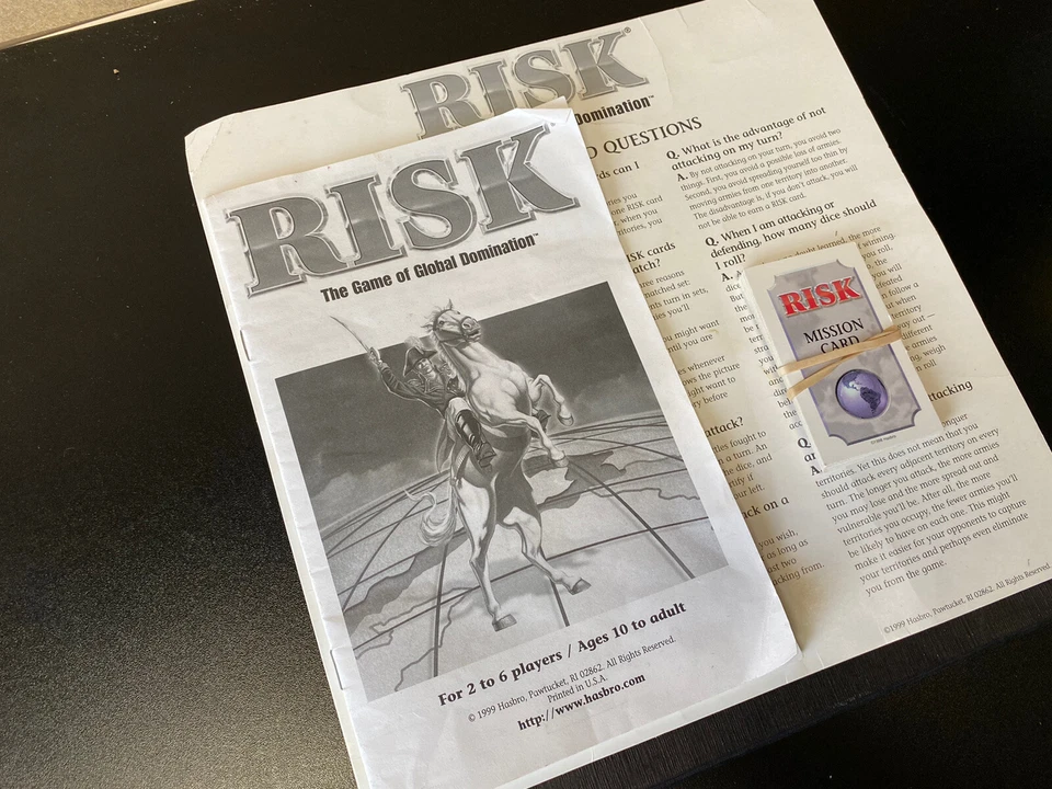 RISK 1998 Replacement Parts Board Game War-Mission Cards,Gameboard & Instruction - Image 3 of 4
