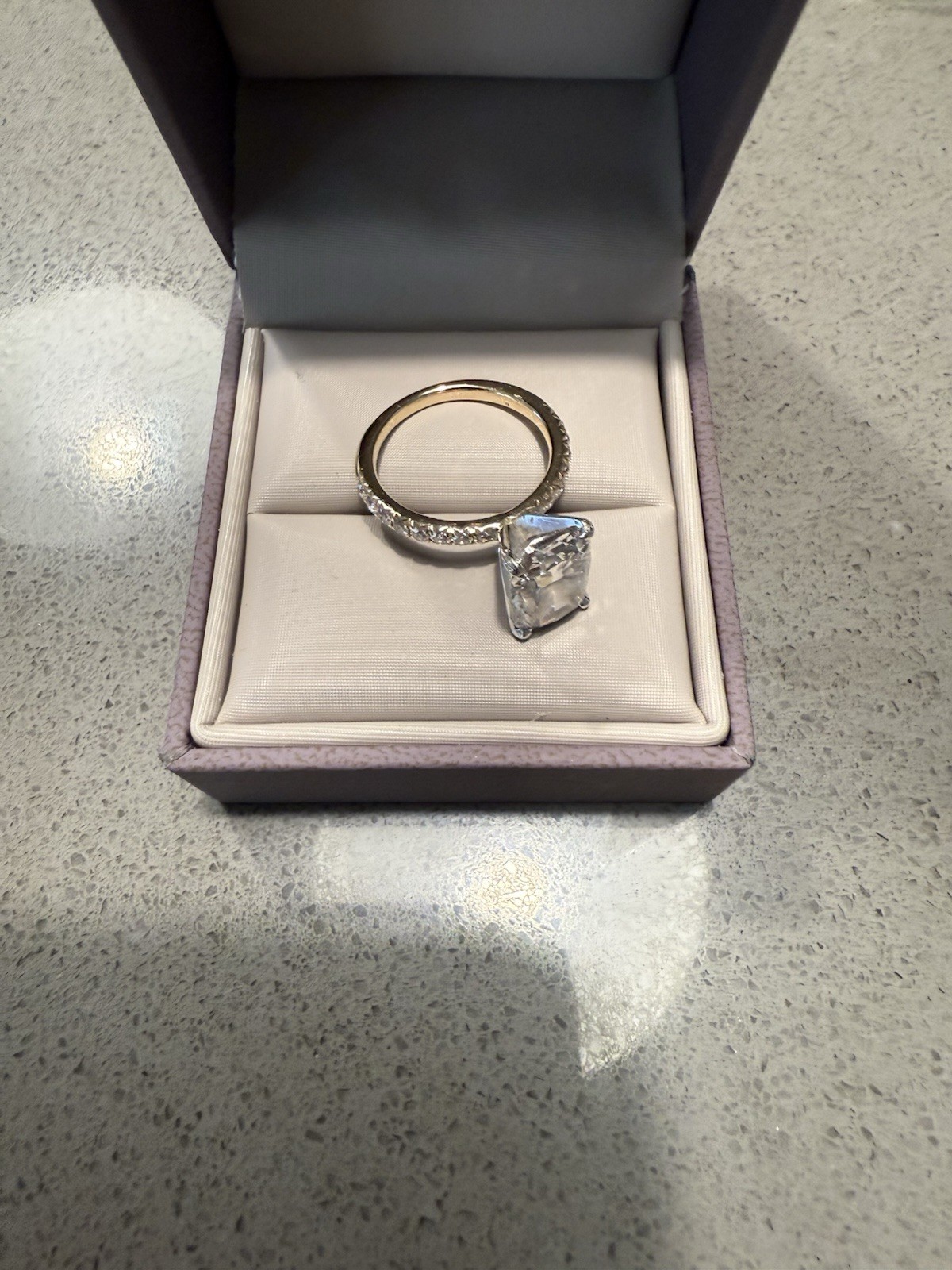 4.01 Lab Grown Elongated Cushion Diamonds Ring