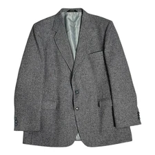 HAGGAR Mens 44R Grey Brown Textured Tweed 2-Button Sport Coat Blazer Jacket
