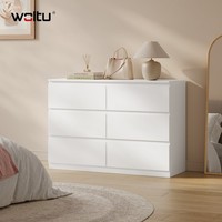 Woltu Kommode Sideboard Holz Schubladenschrank Mit 6 Schubladen 100X69X36Cm Weiß