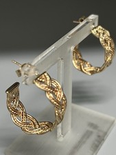 9ct GOLD WEAVE DESIGN HOOP EARRINGS