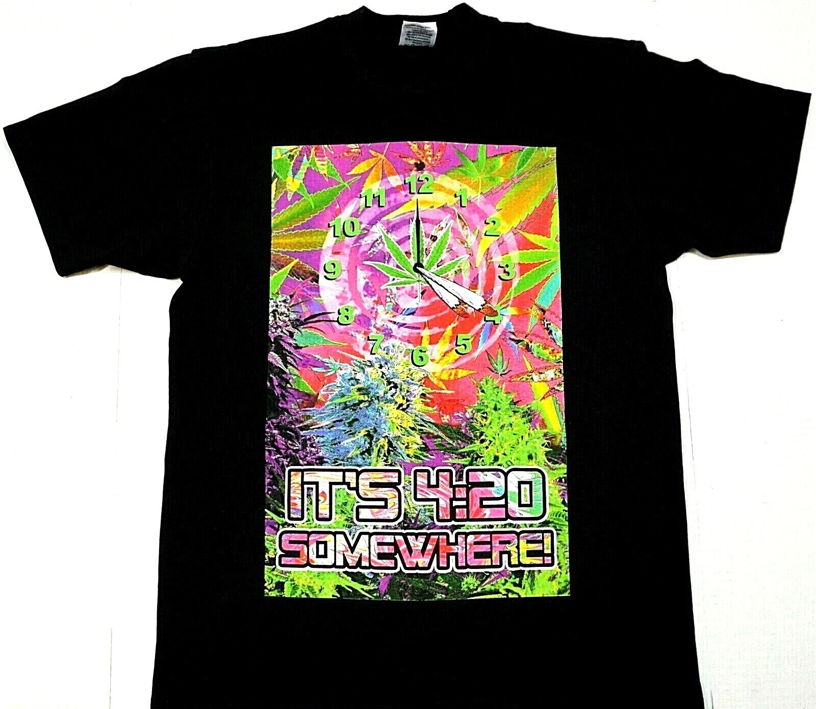 MARIJUANA T-shirt It's 420 Somewhere Weed Kush Blunt Joint Smoke Tee Men's New