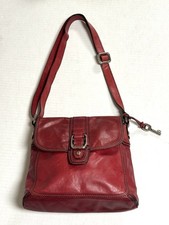 Vintage FOSSIL Burgundy CROSSTOWN Flap Leather Crossbody Purse Bag