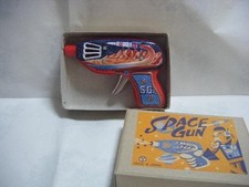 Retro Tin Space Gun Rocket Planet Print Boxed Made In Japan Vintage Toy