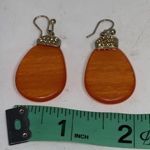 Kenneth Cole Orange Dangle Earrings 1.25" B13E - Picture 11 of 11