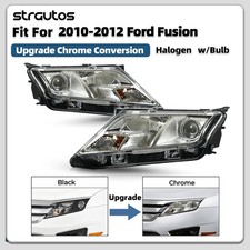 Upgrade Halogen Headlight For 2010-2012 Ford Fusion Chrome Conversion Leftright