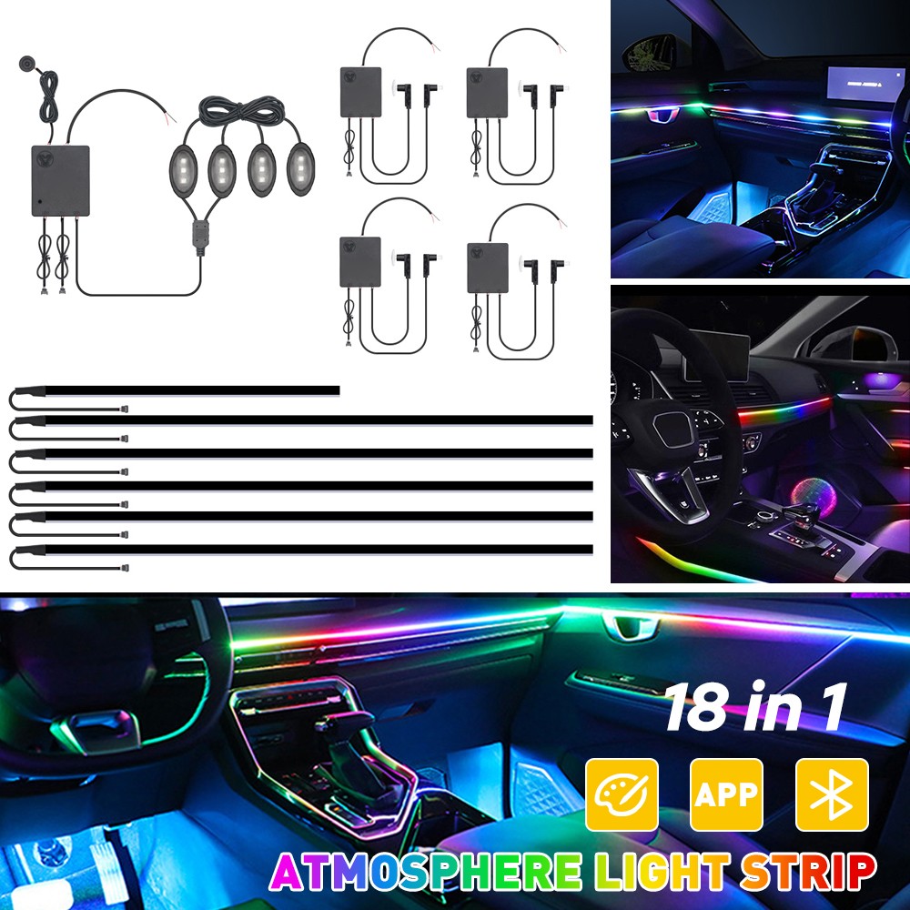 LED Strip Lights Music Sync Bluetooth 5050 RGB Car Interior Light with App I