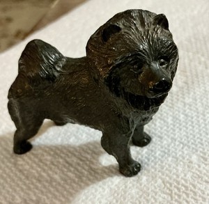 Vintage Signed DODGE Solid Bronze Miniature CHOW CHOW Dog Sculpture Statue