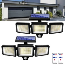 2 Packs Solar Outdoor Lights 2500LM 210 LED Security Lights with Remote Control