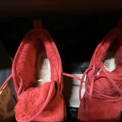 UGG Red Shearling Lined Lace Up Suede Ankle Bootie Women's Boots