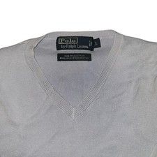 Polo Ralph Lauren Sweater Mens Large V Neck Pullover Lightweight Pima Cotton