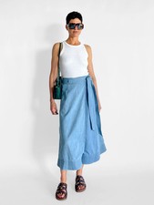 Gabriella Hearst Duane Denim Midi Wrap Skirt