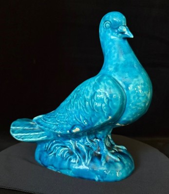ORCHIES ROCK DOVE  LE PIGEON  Turquoise Blue Bird FRENCH FAIENCE Art Deco, c1930