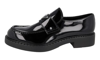 PRADA Patent Leather Double Chocolate Loafer - 2DE127 - Black