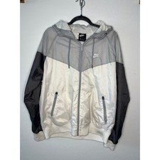 Nike Mens Windbreaker Windrunner Colorblock Hooded Jacket Grey White M