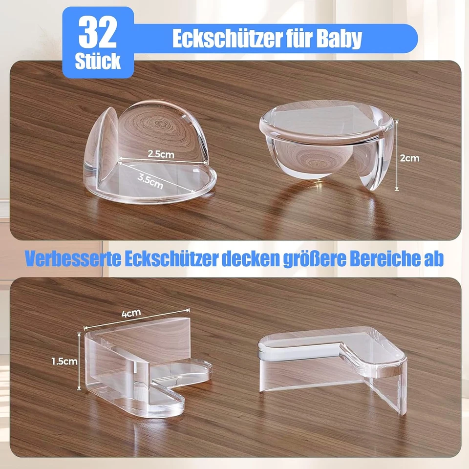 Paraspigoli per Bambini, 32 Pezzi, Autoadesivi in Silicone Trasparente, 2 Forme, - Immagine 2 di 4