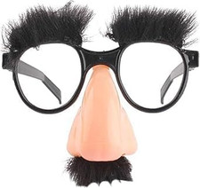 Funny Big Nose Glasses with Eyebrows and Mustache, Silly Fancy Dress Accessor...