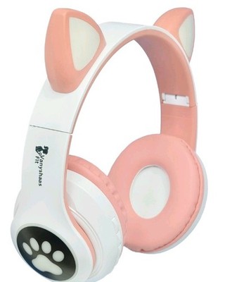 Bluetooth Wireless Headphone with Mic Cute Cat for Girl Stereo Bass Music Helmet