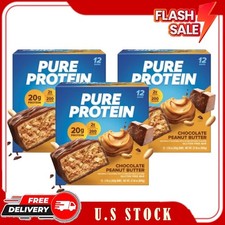 3 Pack Pure Protein Bars Chocolate Peanut Butter 20g Protein 12 Count