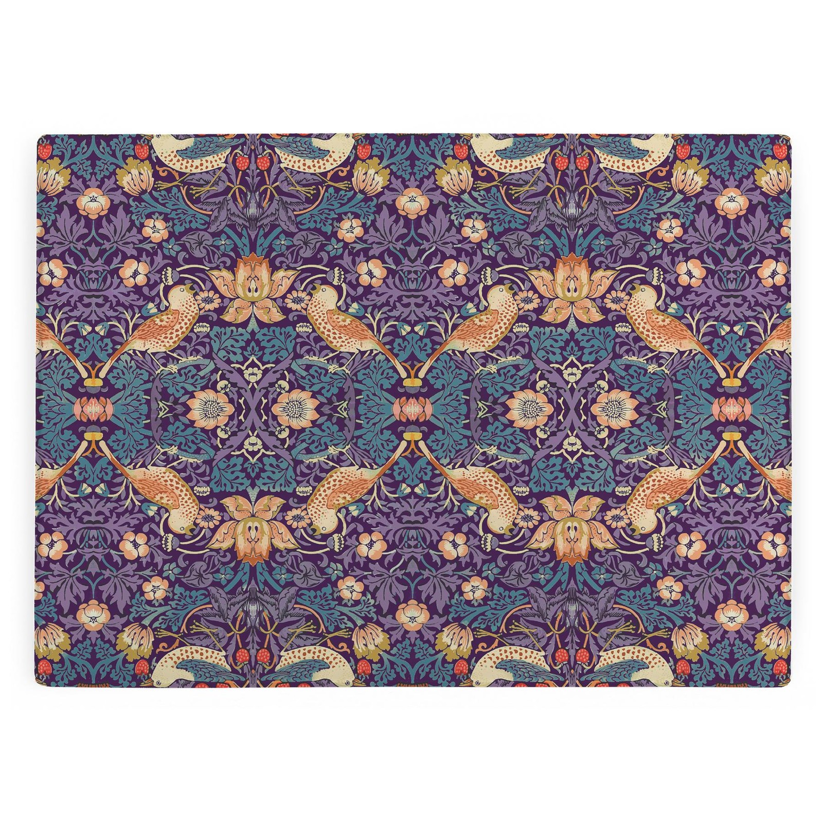 Purple Strawberry Thief Glass Worktop Protector - William Morris Artwork Gifts