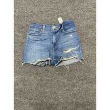 Levis Denim Shorts Womens Size 26 Blue Viscose Distressed Cut Off High Rise