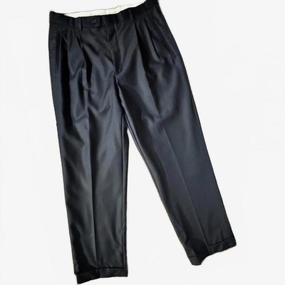 Chiavari Italian Wool Men's Trousers Rayon Lining ~34x31 Pleat Front Cuffs Pants