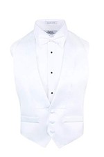 Men's Satin Backless Vest  Bow Tie Set - Black  Available One Size White