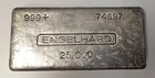 Engelhard 25 OZ .999 Fine Silver Vintage Bar - A112