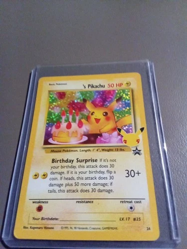 Pokemon Pikachu Holo Birthday Celebrations 25th Classic Collection NM Condition