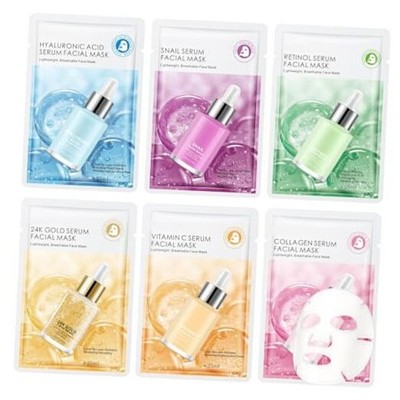 6 Pack Serum Sheet Masks,Facial Masks Skincare for 1 Count (Pack of 6)