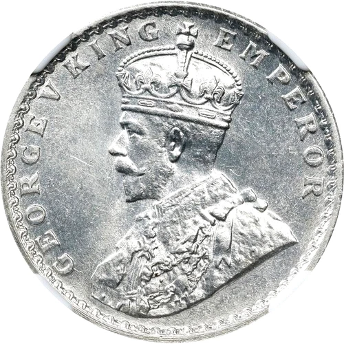 1916 (C) India 1/2 Rupee, NGC MS 63, KM-522