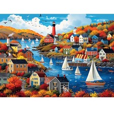Town in Autumn Jigsaw Puzzle for Adults 300 Pieces 20.5 x 15 Inch