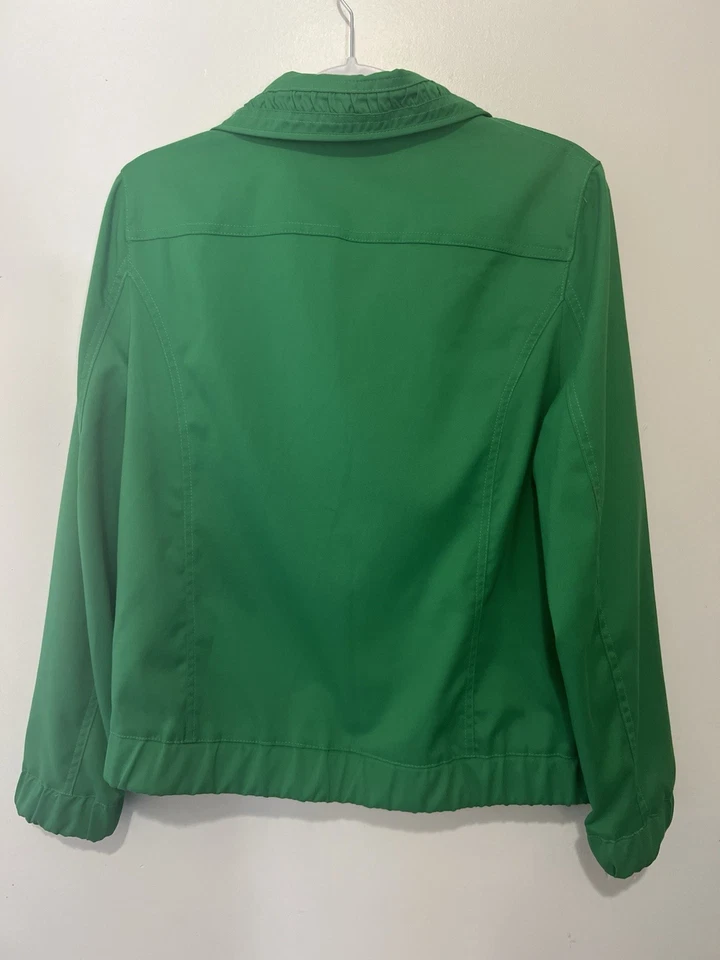 ALLISON DALEY Green Jacket Sz 10 Silver toned zipper 2 Front2 Side Pockets VTG - Image 2 of 4