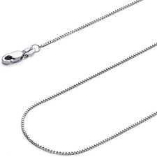 14K Yellow/White/Rose Gold Solid Box Link Chain 0.7/1.0/1.3 / 2Mm Necklace with