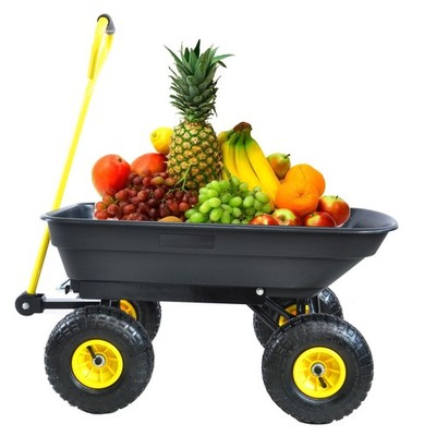 Folding car Poly Garden dump truck steel frame 300 lb capacity body 55L black