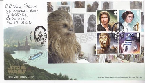 GB FDC FIRST DAY COVER 2017 PRESTIGE STAMP BOOKLET DY23 STAR WARS PANE 2