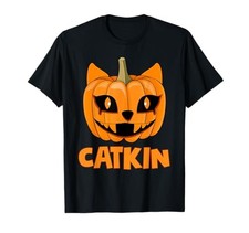 Halloween Creepy Cat Pumpkin Face T-Shirtfrom JP