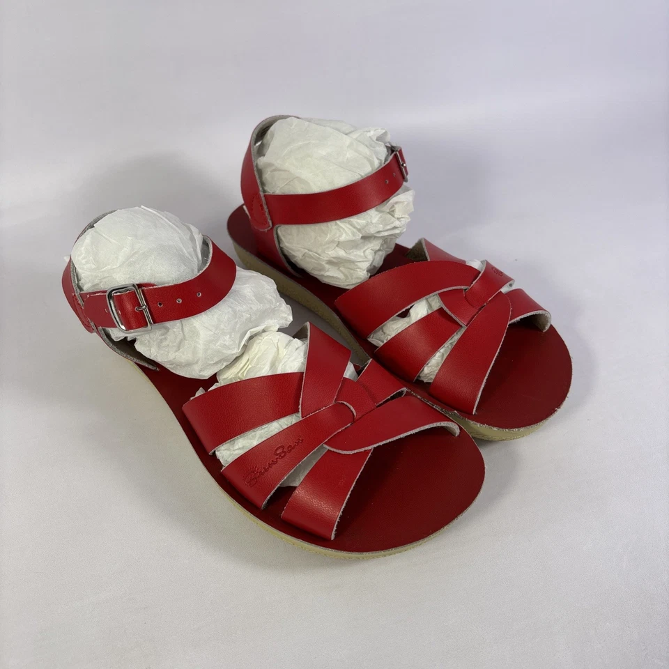 Sandalias Sun San Surfer rojas - dos correas - cuero niños pequeños talla 4 Foto 2 de 4