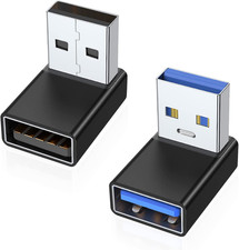 90 Degree USB 3.0 Adapter 2 Pack, up and down Angle USB a Male to Female Convert