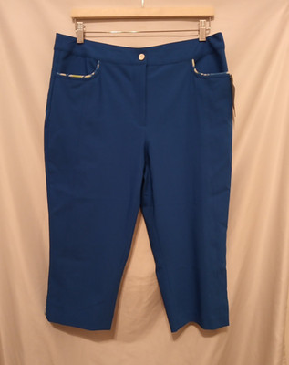EP Pro Stretch Athletic Capri Women 12 Fountain Blue Golf Performance Athleisure
