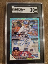 2023 Topps Chrome Bubba Thompson Rookie Auto #005/199 Rangers SGC 10 GEM MINT 