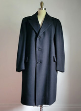 VINTAGE CLASSIC BLACK CASHMERE WOOL BLEND SINGLE BREASTED COAT