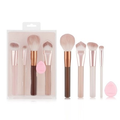 4-teiliges Make-up Pinsel Set mit PVC-Box für einfache Aufbewahrung und Reise t