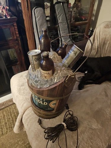 VINTAGE OLYMPIA BEER ICE BUCKET LIGHTED MOTION SIGN RARE Bar take along display