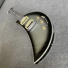 New Silver Moon Shape Electric Guitar Solid Body Rosewood Fretboard H-H Pickups