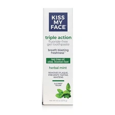 Kiss My Face Triple Action HERBAL MINT PASTE Fluoride Free Gel Toothpaste 4.1oz