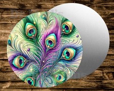PEACOCK FEATHERS  round   Metal Sign for Wreaths,Crafts & minis projects