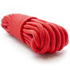 9mm Nylon Braided, 50 Foot, Multi-Purpose Camping Rope | (1 Pack) 1 pack Red